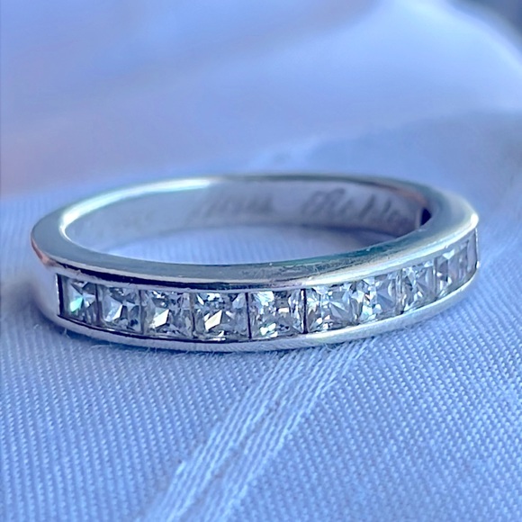 Jewelry - Channel Set Princess Cut CZ 3mm Half Eternity Solid 925 Sterling Silver Band
